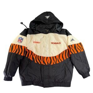 Vintage Apex One Cincinnati Bengals Jacket Mens XL Black Orange Tiger Stripe NFL